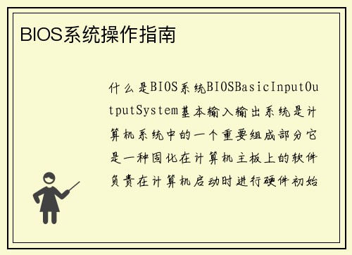 BIOS系统操作指南